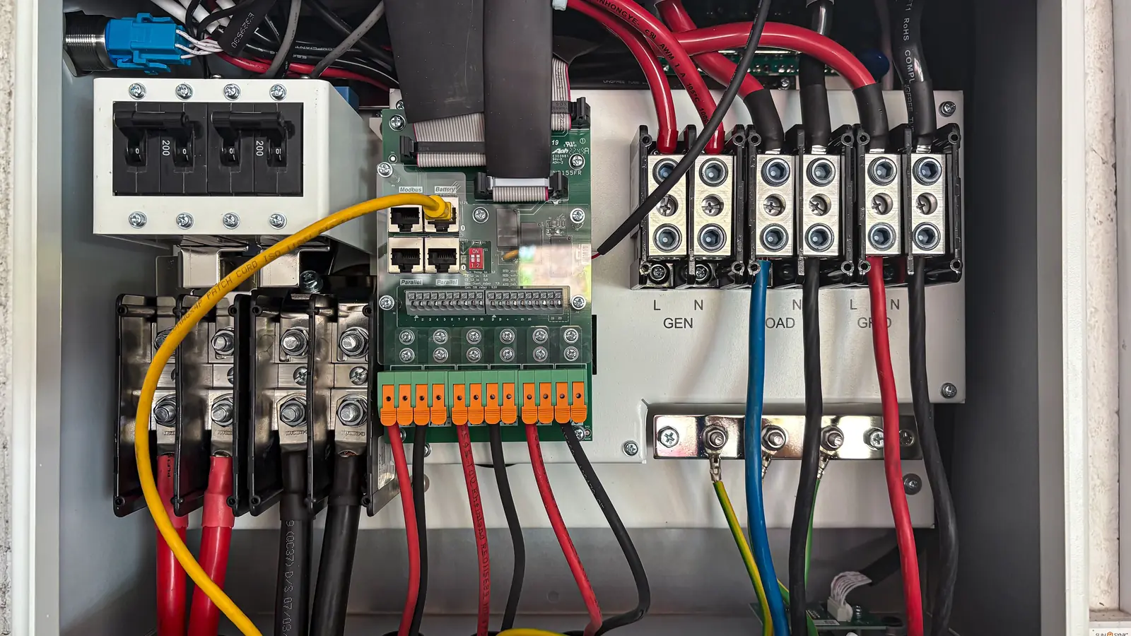 Interior de un cuadro eléctrico abierto con sus protecciones y cableado ordenado