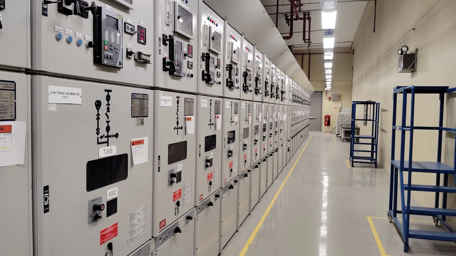 Sala de cuadros eléctricos de una nave industrial con celdas de maniobra